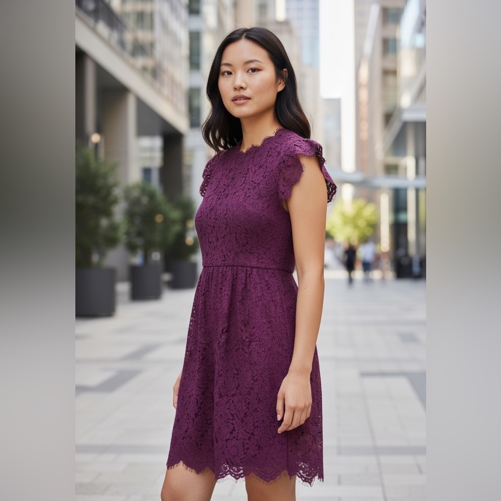 Women's Floral Lace MIDI Dress magenta NWT size 5X MIUSOL